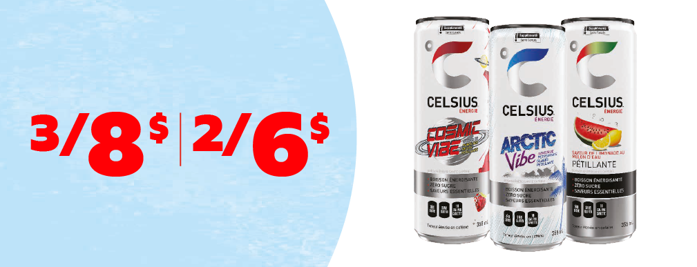 Promo Celsius 3 pour 8$